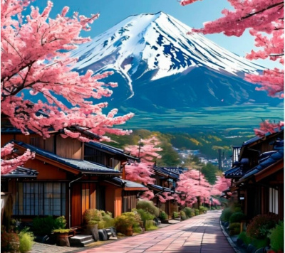 Декоративная атласная наволочка "Гора в Японии. Фудзияма" 45х45см интерьерная