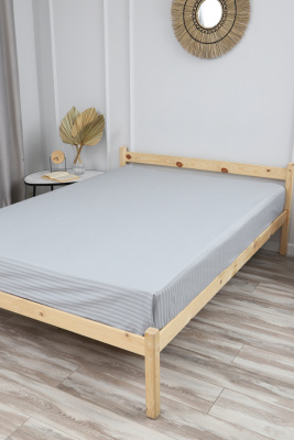 Простыня на резинке из страйп-сатина Комфорт серый